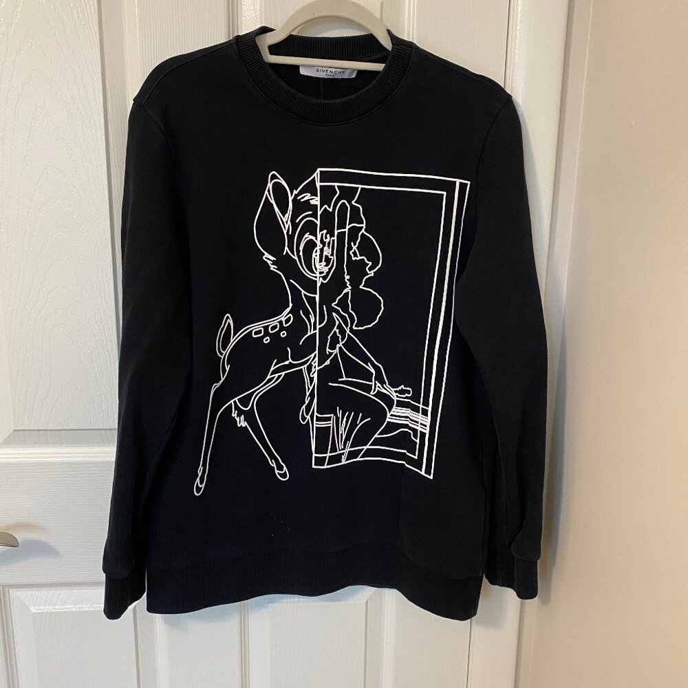Givenchy Bambi Mirror Outline‎ Black Crewneck Sweatshirt Medium